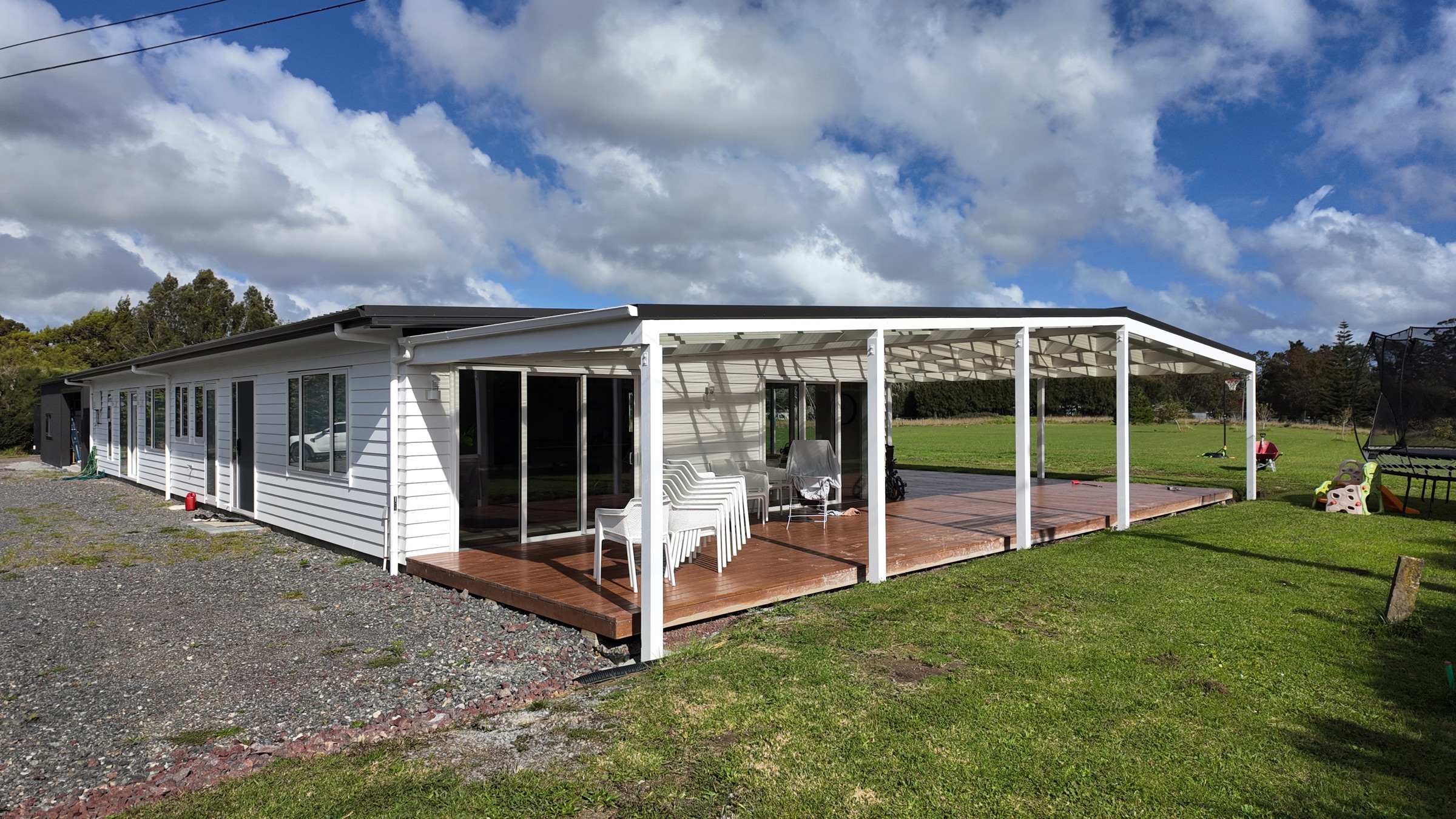 Completed covered timber veranda in Whenuapai