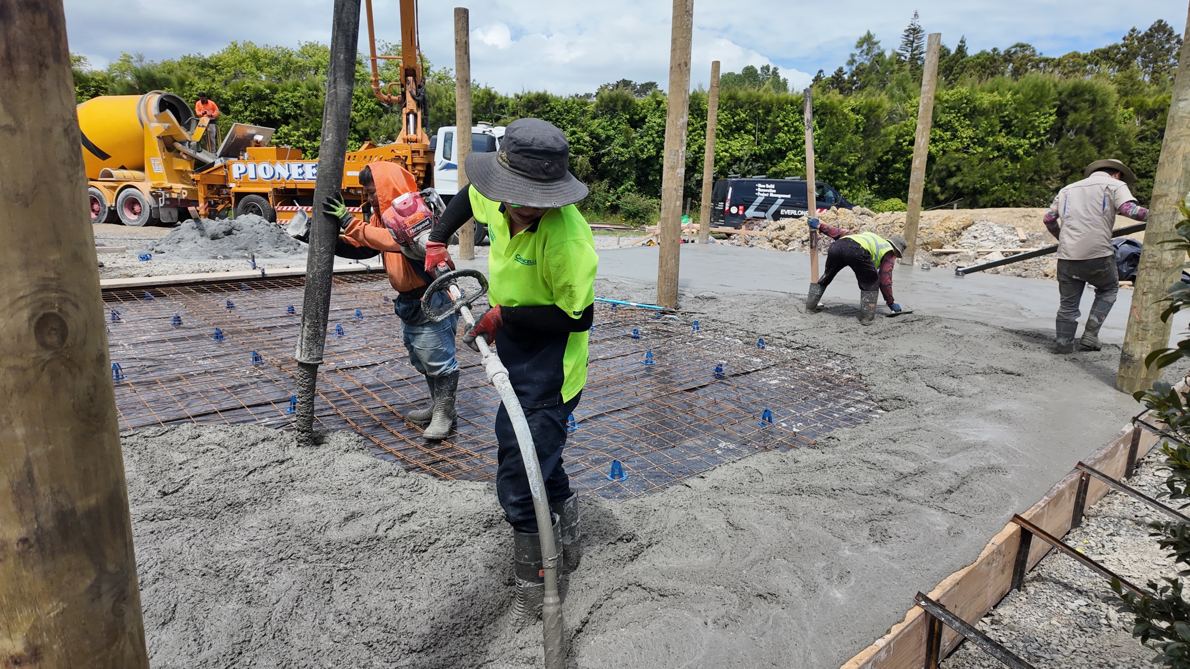 Concrete slab being poured for the new shed