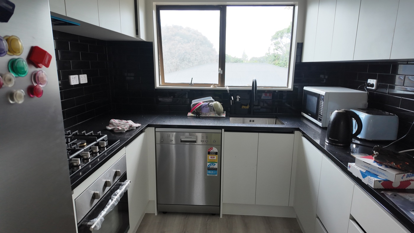 Completed black and white kitchen renovation in Glendene